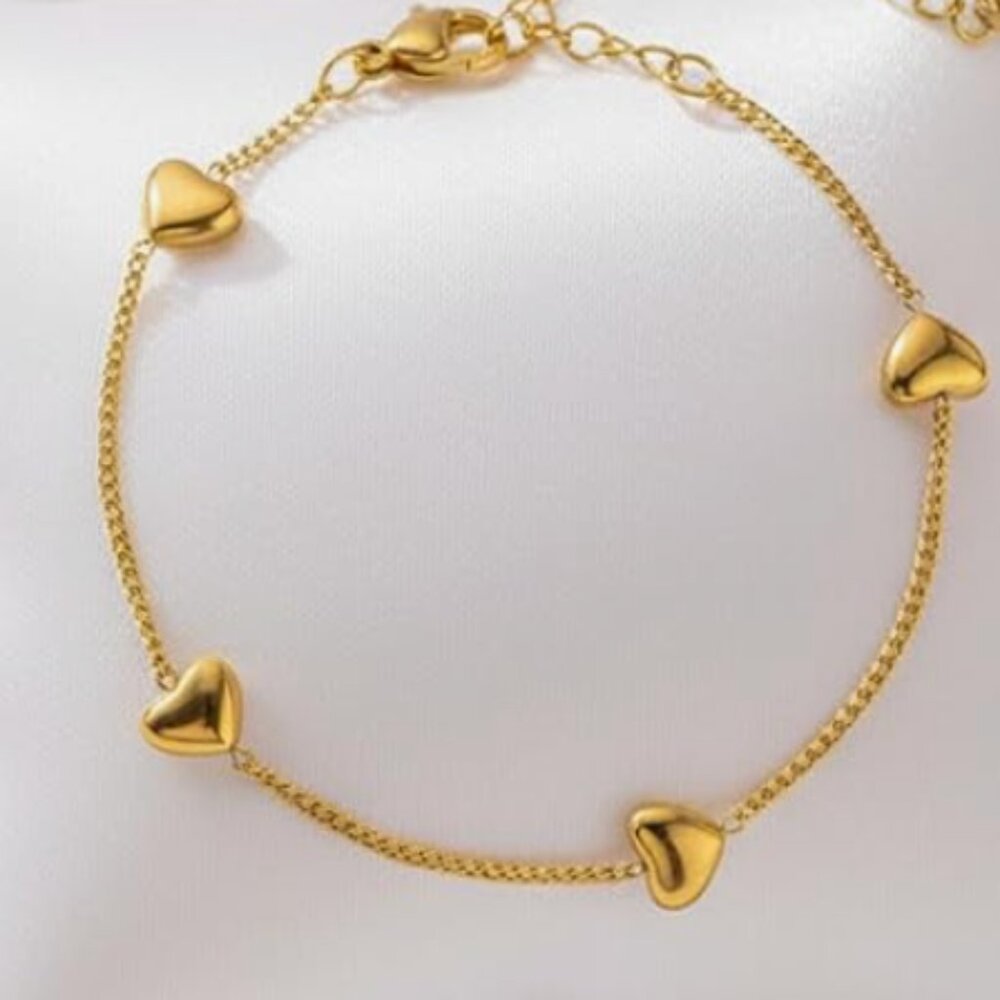 Anthro Hearts Gold Bracelet